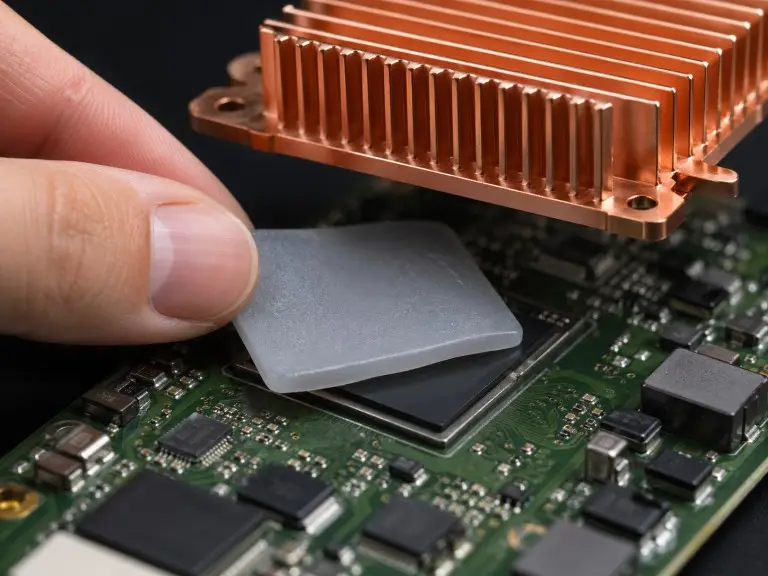 Thermal pad applied between a heatsink and PCB component