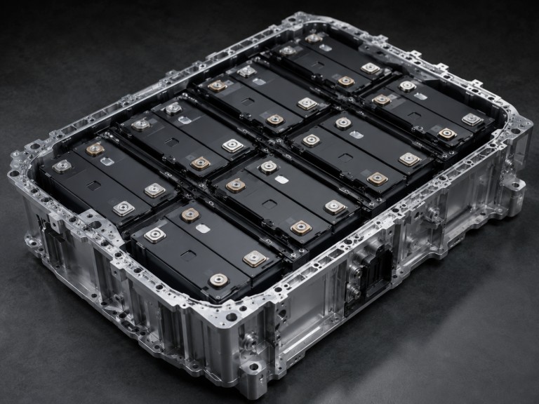 Lithium-ion prismatic cells arranged in an EV battery module