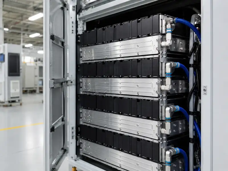Liquid cold plate cooling system integrated with LFP battery modules in a battery energy storage system cabinet