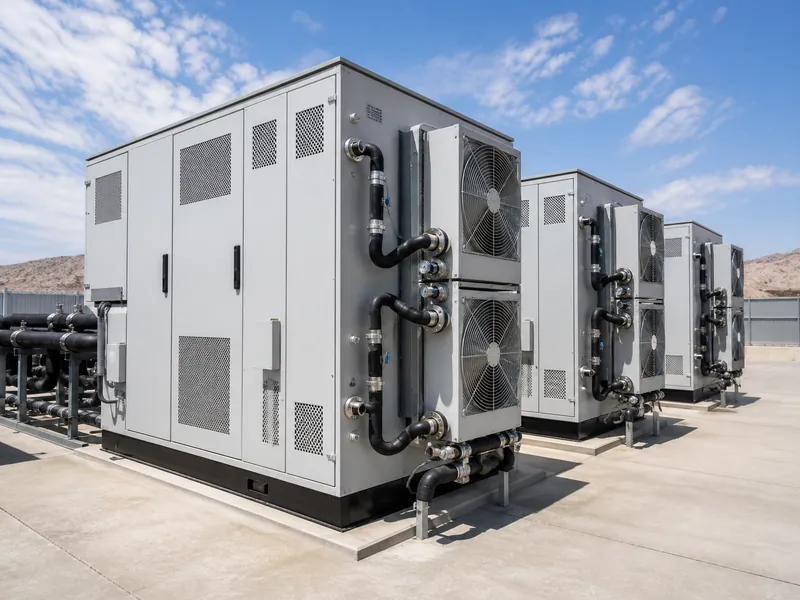 Industrielle Energiespeicherschränke für den Außenbereich, die Flüssigkeitskühlung nutzen, um die Zelltemperatur innerhalb des Zielbereichs zu halten