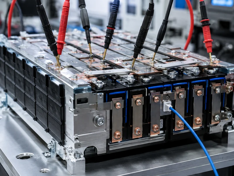 Module-level testing in battery module assembly probing weld continuity and isolation resistance before pack integration