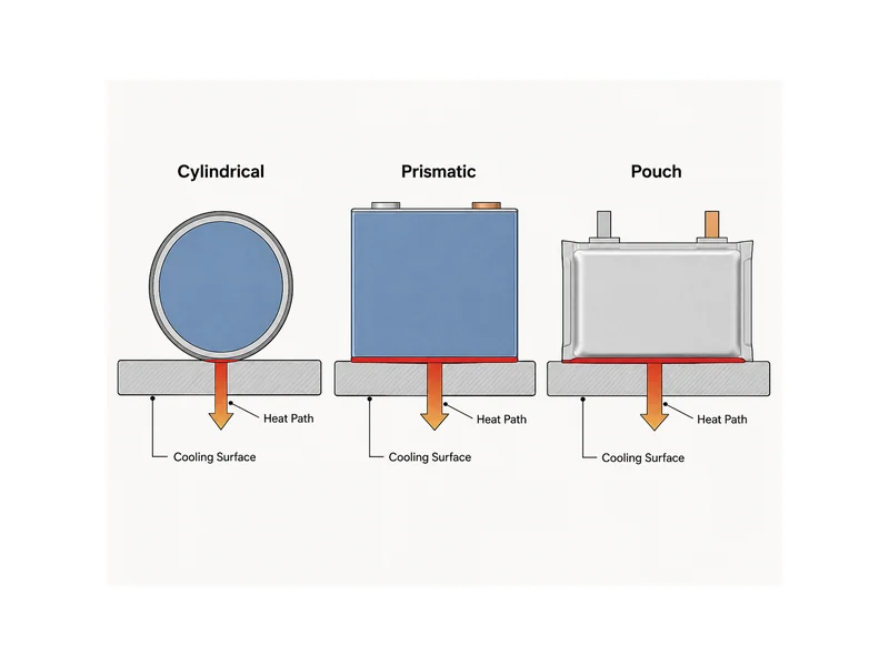 Battery module design cooling surfaces for cylindrical, prismatic, and pouch cell formats