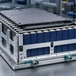 Energy storage battery module between cell and pack, with cells seated against a cold plate along the cell-to-coolant thermal path
