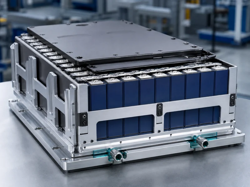 Energy storage battery module between cell and pack, with cells seated against a cold plate along the cell-to-coolant thermal path