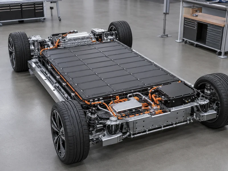 Battery pack integrated with BMS and enclosure in an EV, the complete system layer above the battery module