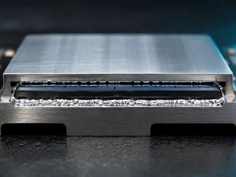 Die-level solder thermal interface material bonding a semiconductor die to its heat spreader